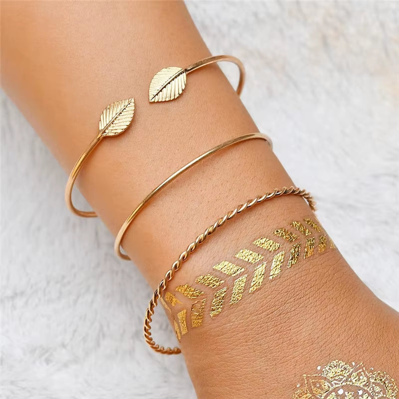 Cuban Chain Bracelet Set for Women, Gold Color, Boho Retro, Thick Twist, Trendy Quality Jewelry Gifts, 11Pcs, 2024