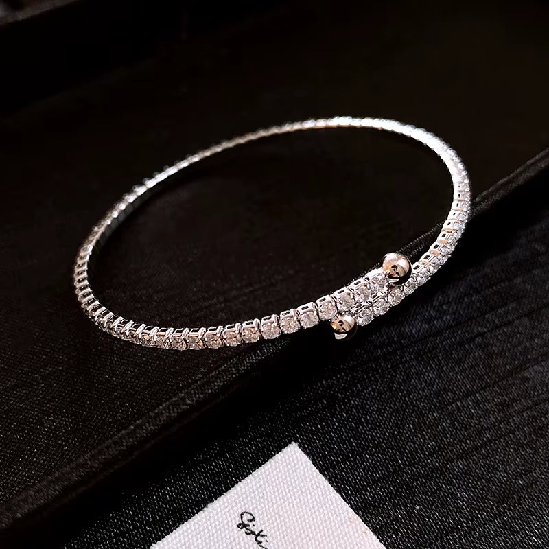 Exquisite Full Zircon Cuff Bracelets Gold Plating Copper Knot Opening Bracelet Minimalist Women'S Bangle for Wedding Party