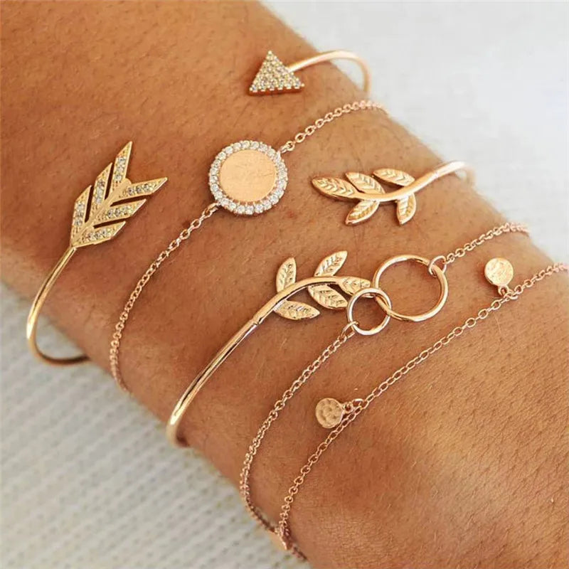 Cuban Chain Bracelet Set for Women, Gold Color, Boho Retro, Thick Twist, Trendy Quality Jewelry Gifts, 11Pcs, 2024