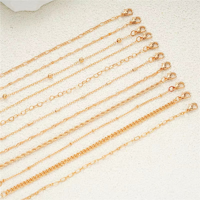 Cuban Chain Bracelet Set for Women, Gold Color, Boho Retro, Thick Twist, Trendy Quality Jewelry Gifts, 11Pcs, 2024