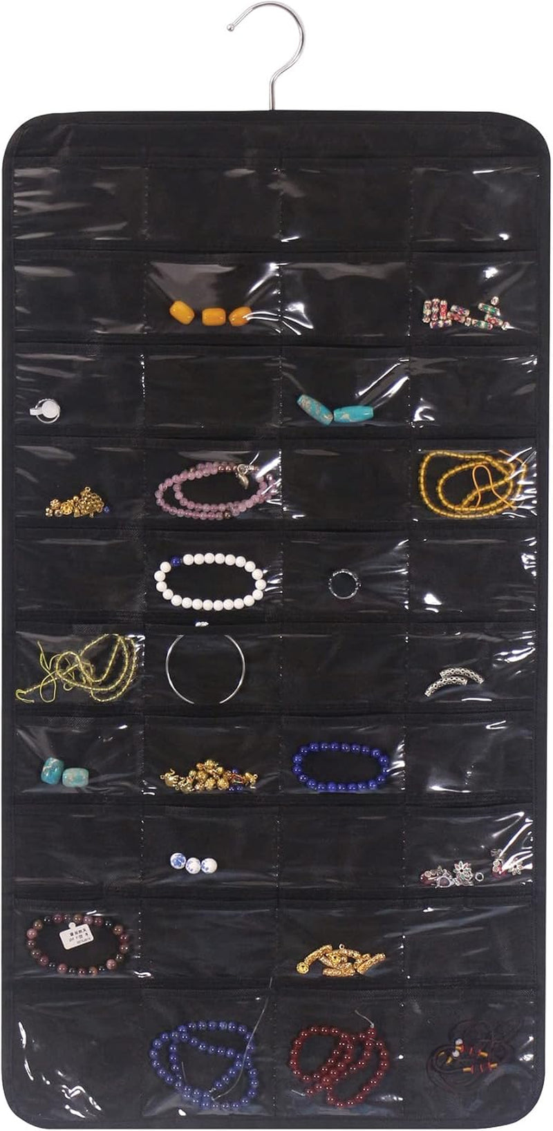 80 Pockets Hanging Jewelry Organizer for Women, Storage Bag for Earrings Necklace Bracelet Ring Accessory Display Holder Box