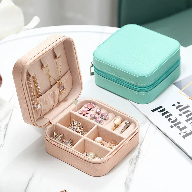 Simple Ins Macaroon Jewelry Box Travel Travel Studs Necklace Ring Jewelry Box, Portable