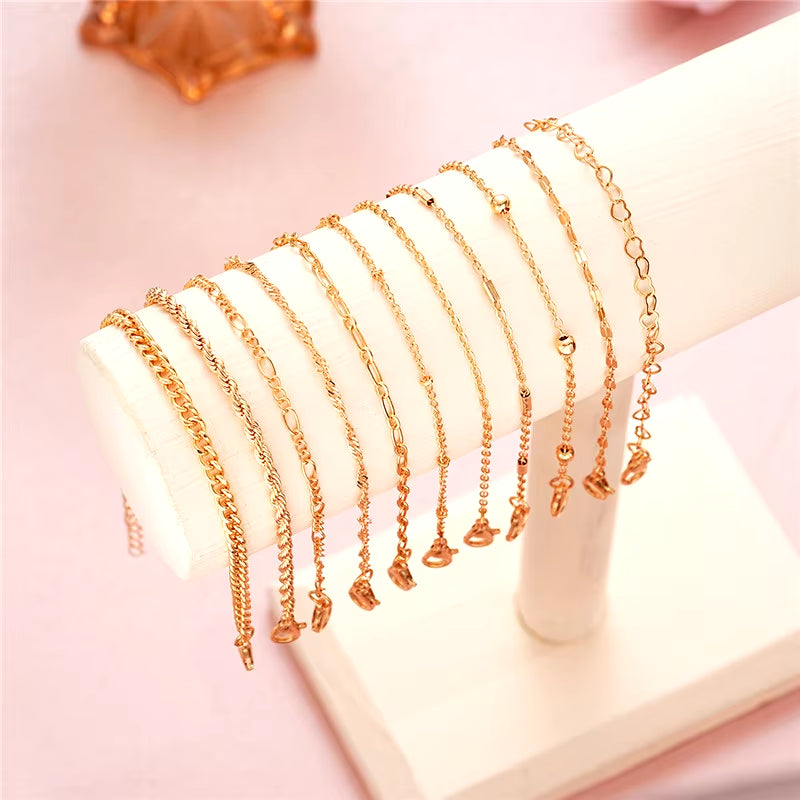 Cuban Chain Bracelet Set for Women, Gold Color, Boho Retro, Thick Twist, Trendy Quality Jewelry Gifts, 11Pcs, 2024
