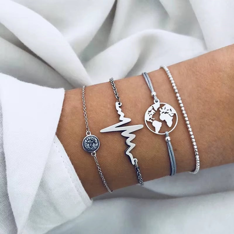 Cuban Chain Bracelet Set for Women, Gold Color, Boho Retro, Thick Twist, Trendy Quality Jewelry Gifts, 11Pcs, 2024